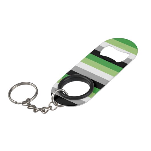 Aromantic Flag Mini Flessenopener (Voorkant Gekanteld)