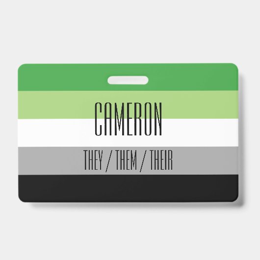 Aromantic Flag Name/Pronoun Badge (Voorkant)