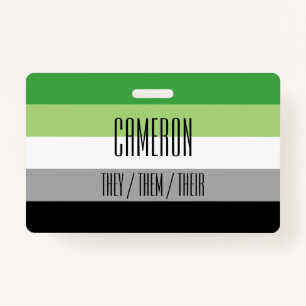 Aromantic Flag Name/Pronoun Badge