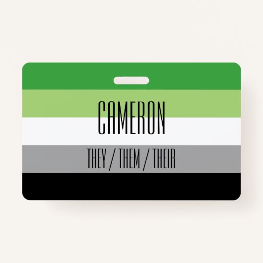Aromantic Flag Name/Pronoun Badge (Voorkant)