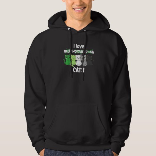 Aromantic Flag Pride LGBTQ Cats cute Aromantic Cat Hoodie (Voorkant)