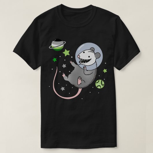 Aromantic Opossum in Space Aromantic Pride T-shirt (Design voorkant)