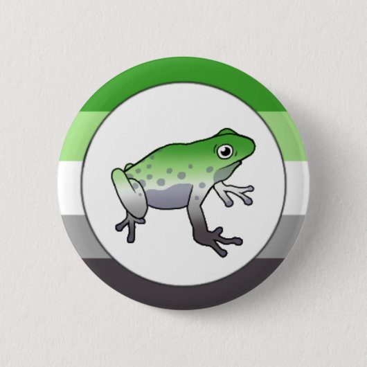 Aromantic Pride Frog Pin Ronde Button 5,7 Cm (Voorkant)