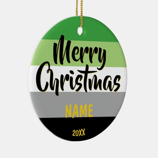 Aromantic Pride LGBT Persoonlijke Kerstmis Keramisch Ornament (Rechts)