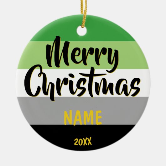 Aromantic Pride LGBT Persoonlijke Kerstmis Keramisch Ornament (Voorkant)