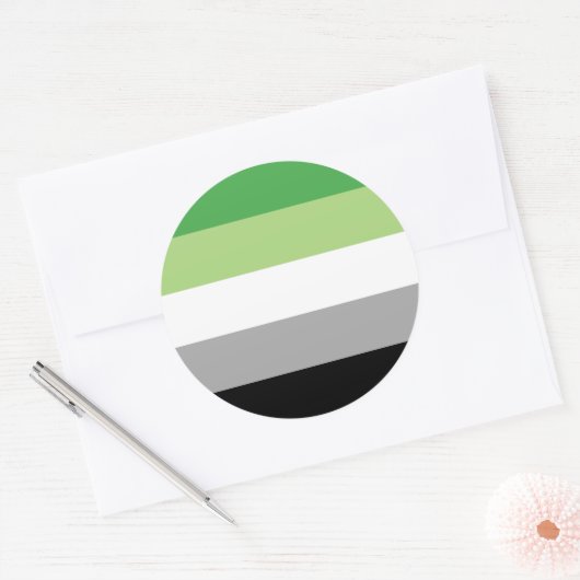 Aromantic Pride Stripes Ronde Sticker (Envelop)