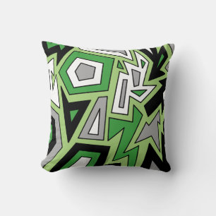 Aromantische Aro Pride Modern Geometrisch Groen Kussen