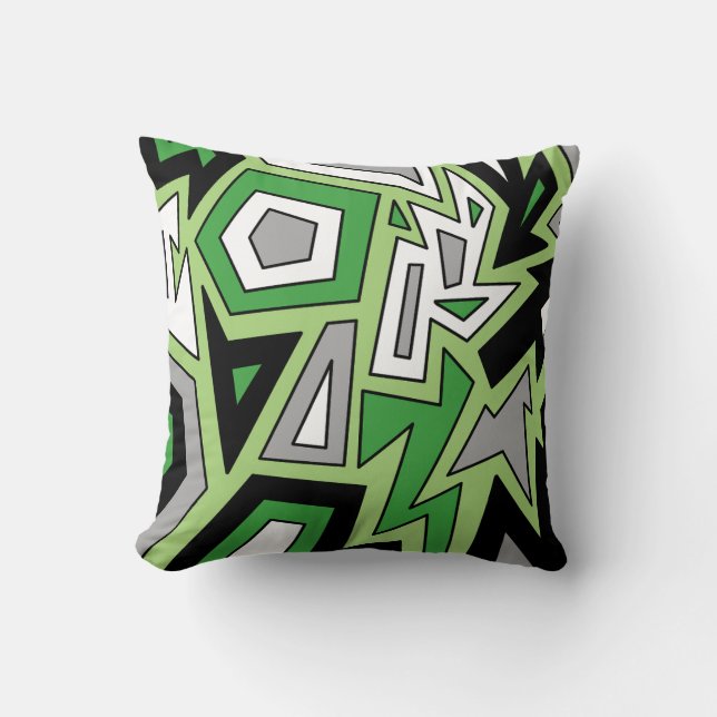 Aromantische Aro Pride Modern Geometrisch Groen Kussen (Voorkant)