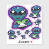 Aromantische en gewortelde Alien-Stickers Sticker (Vel)