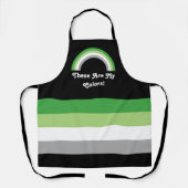 Aromantische pridevlag en regenboog met tekst schort (Voorkant)