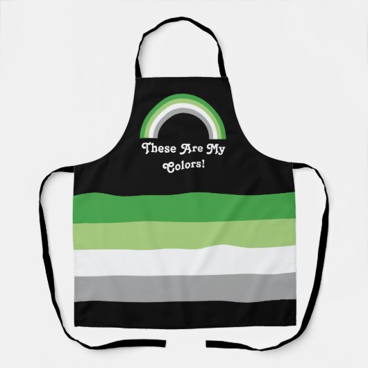 Aromantische pridevlag en regenboog met tekst schort (Voorkant)