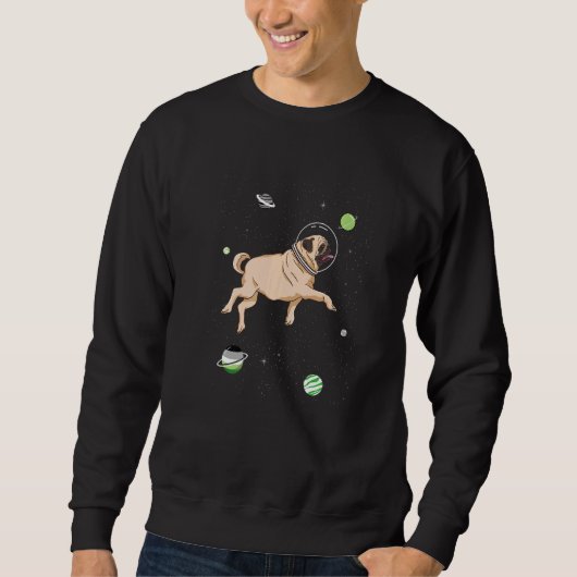 Aromantische Pug in de ruimte Aromantische Pride Trui (Voorkant)