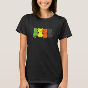 Aromantische Vlaggenstapel Pride LGBTQ Katten Leuk T-shirt