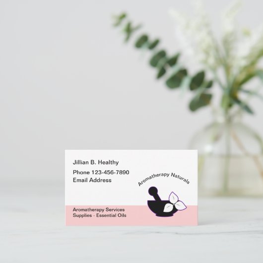 Aromatherapie en etherische oliën visitekaartje (Staand voorkant)