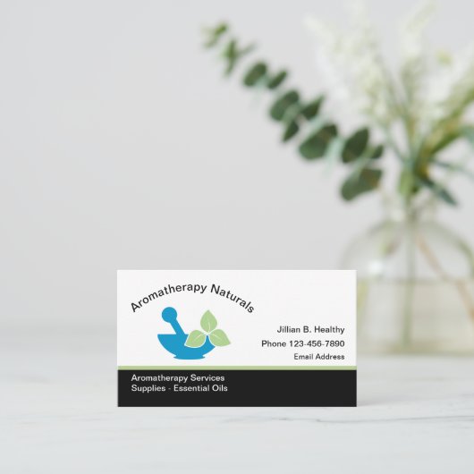 Aromatherapie en etherische oliën visitekaartje (Staand voorkant)