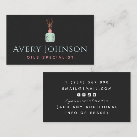 Aromatherapie Essentiële Olie Diffuser Sociale Med Visitekaartje (Voorkant / Achterkant)