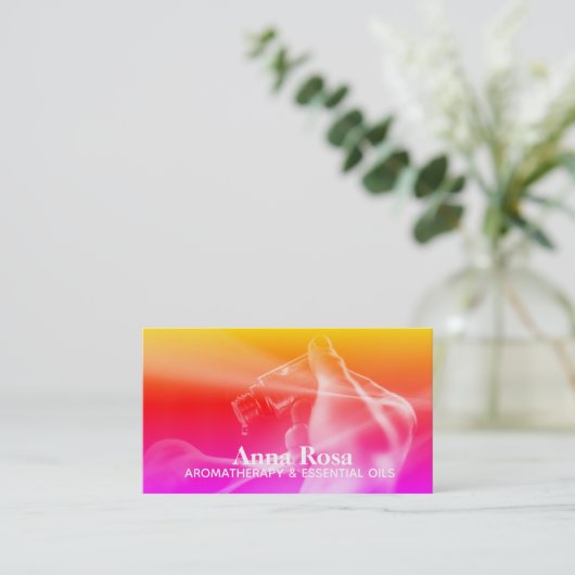 *~* Aromatherapie Essentiële oliën Fleshand Visitekaartje (Staand voorkant)