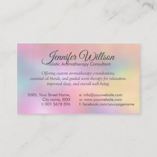 Aromatherapie Praktijk Geurtherapie Visitekaartje (Achterkant)