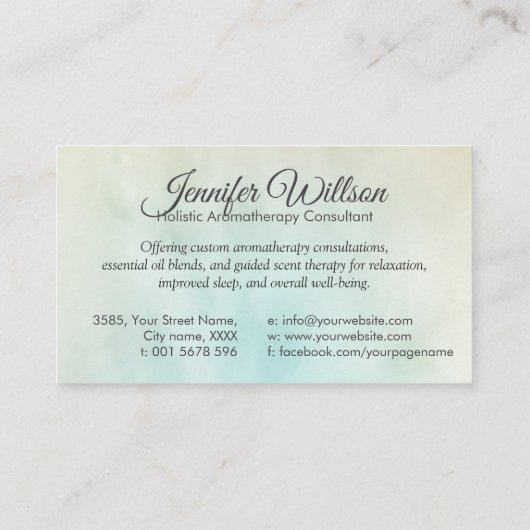 Aromatherapie Praktijk Geurtherapie Visitekaartje (Achterkant)