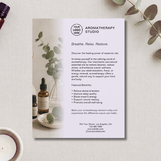 Aromatherapie Spa Bedrijf Lavendel Aangepast Logo Flyer