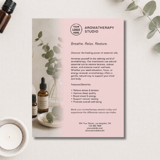 Aromatherapie Spa Bedrijf Roze Aangepast Logo Flyer