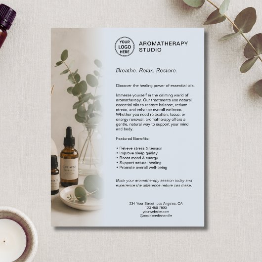 Aromatherapie Spa Bedrijf Stof Blauw Aangepast Log Flyer