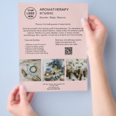 Aromatherapie Spa Logo QR Roze Promotie Zakelijk Flyer (Hand)