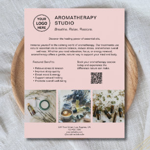 Aromatherapie Spa Logo QR Roze Promotie Zakelijk Flyer