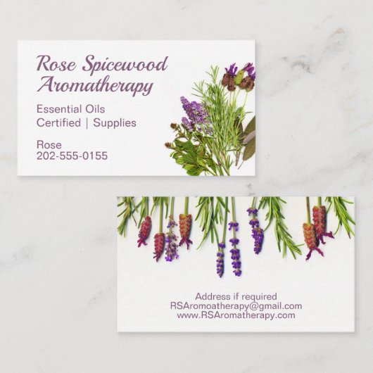 Aromatherapie Zeep Skincare Visitekaartje (Voorkant / Achterkant)