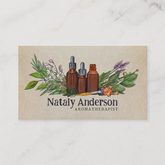 Aromatherapieoliën en -Planten Visitekaartje (Voorkant)