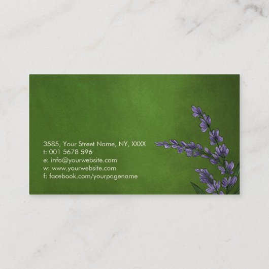 Aromatherapieoliën en -Planten Visitekaartje (Achterkant)