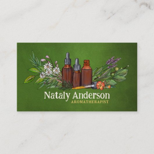 Aromatherapieoliën en -Planten Visitekaartje (Voorkant)