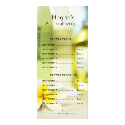 Aromatherapy Spa Huidverzorging Salon Menu Prijs (Voorkant)