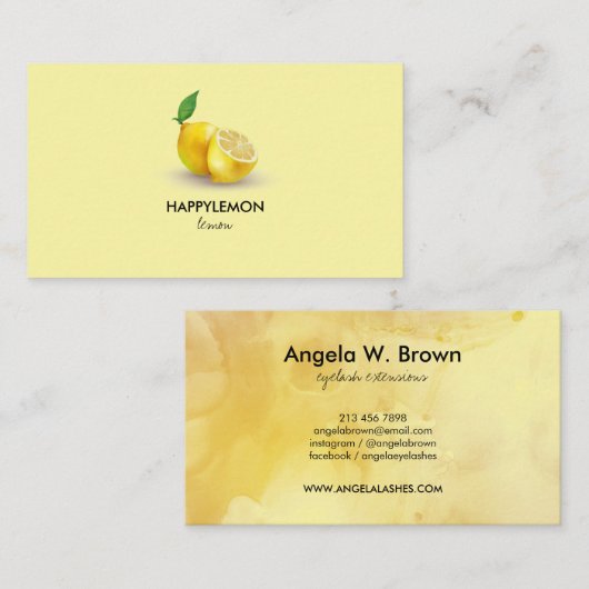 Aromatische etherische oliën Geel citroencitrus li Visitekaartje (Voorkant / Achterkant)