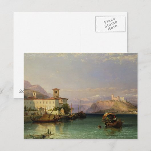 Arona en het kasteel van Angera, Maggiore-meer, 18 Briefkaart (Voorkant / Achterkant)