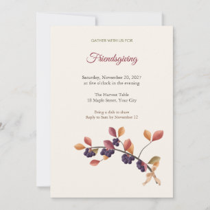 Aronia-bessen-tak Friendsgiving-uitnodiging Kaart