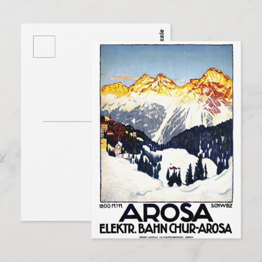 Arosa, bergen resort, Zwitserland,  Briefkaart (Voorkant / Achterkant)
