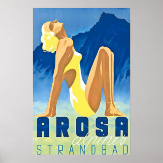 Arosa Graubünden Switzerland Vintage Travel Poster