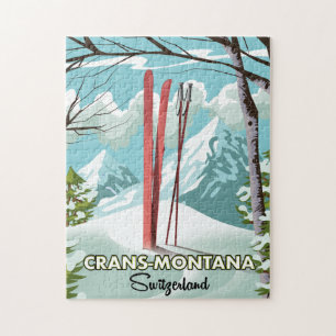 Arosa Lenzerheide, Zwitserland ski-poster. Magneet Legpuzzel