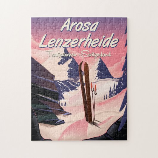 Arosa Lenzerheide, Zwitserland ski-poster. Magnet Legpuzzel (Verticaal)