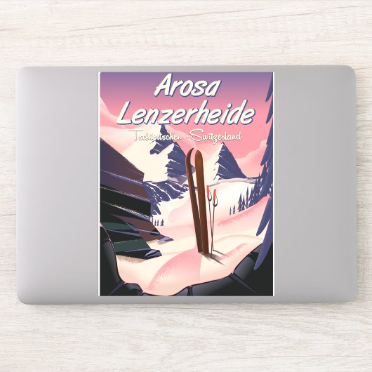 Arosa Lenzerheide, Zwitserland ski-poster. Sticker (Computer)