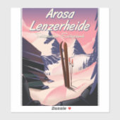 Arosa Lenzerheide, Zwitserland ski-poster. Sticker (Vel)