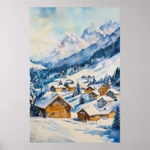 Arosa Watercolor Poster Watercolor Vintage Reis