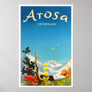 Arosa Zwitserland — Poster van het vintage-reisver