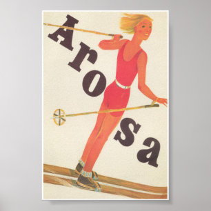 Arosa Zwitserland Retro  Ski Poster