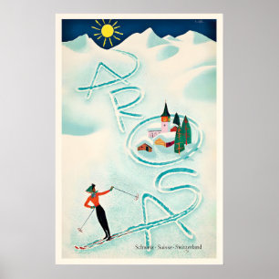 Arosa Zwitserland Schweiz Suisse Vintage Ski Poster