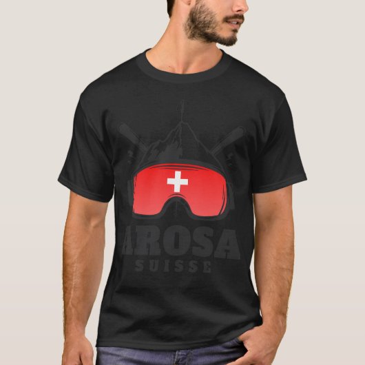 Arosa Zwitserland Ski Resort Skiën Souvenir T-shirt (Voorkant)