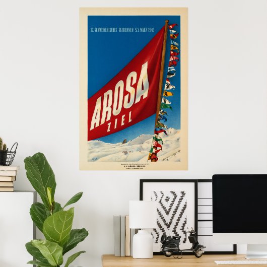 Arosa, Zwitserland, Ski Travel Poster (Thuiskantoor)