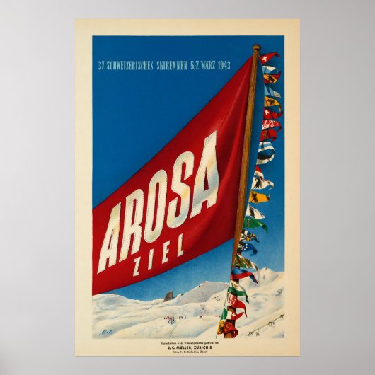Arosa, Zwitserland, Ski Travel Poster (Voorkant)