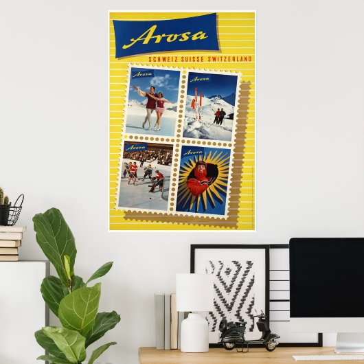 Arosa, Zwitserland, Ski Travel Poster (Thuiskantoor)